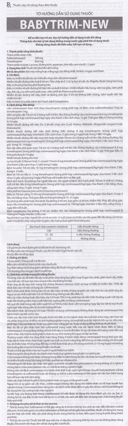 Bột uống Babytrim - New Pharbaco điều trị nhiễm khuẩn (10 gói x 1.5g)
