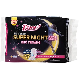 Băng vệ sinh ban đêm Diana Siêu Thấm Super Night thấm nhanh gấp 3 lần (4 miếng) 1