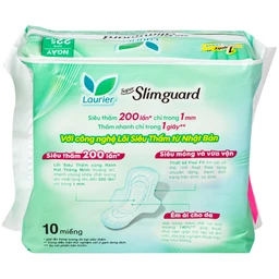 Băng vệ sinh Laurier Super Slimguard Kao siêu thấm và mỏng nhẹ (1mm - 10 miếng)