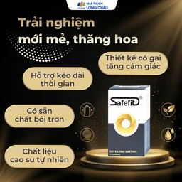 Bao cao su Safefit Dots Long Lasting S52 có vòng gân, hạt nổi, thắt chống tuột (12 cái)