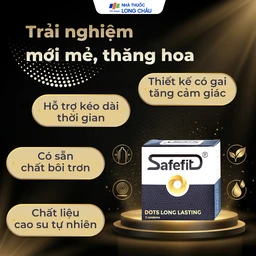 Bao cao su Safefit Dots Long Lasting S52 có vòng gân, hạt nổi, thắt chống tuột (3 cái)