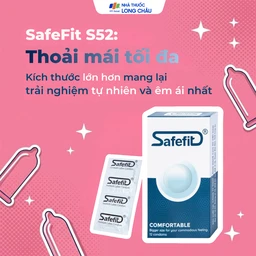 Bao cao su Safefit Comfortable S52 không mùi khó chịu, độ bền cao, khả năng co giãn tốt, chất bôi trơn (12 cái)