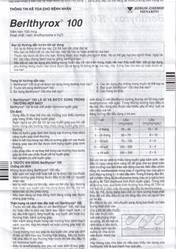 Thuốc Berlthyrox 100 Menarini điều trị thiểu năng tuyến giáp (4 vỉ x 25 viên)