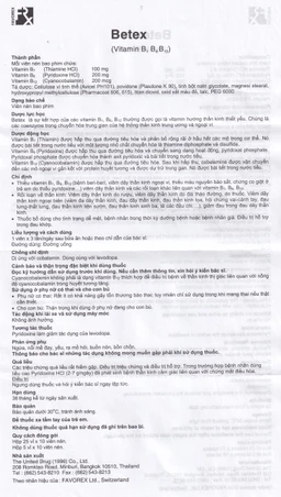 Thuốc Betex Favorex bổ sung vitamin B1, B6, B12 (5 vỉ x 10 viên)