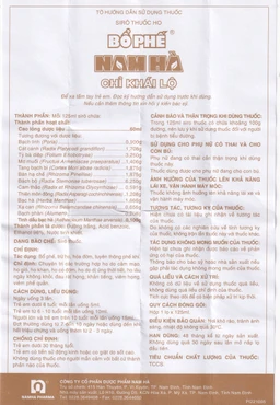 Siro ho bổ phế Nam Hà Chỉ Khái Lộ điều trị ho cảm mạo, ho gió, ho khan (125ml)