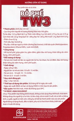 Siro Bổ Phế giảm ho rát họng TW3 (125ml)