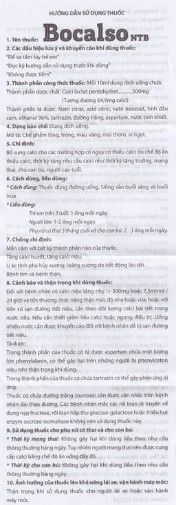 Thuốc Bocalso NTB Pharma bổ sung canxi cho các trường hợp có nguy cơ thiếu canxi (6 vỉ x 5 ống)