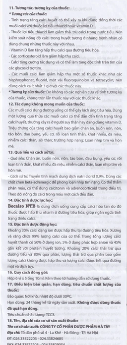 Thuốc Bocalso NTB Pharma bổ sung canxi cho các trường hợp có nguy cơ thiếu canxi (6 vỉ x 5 ống)
