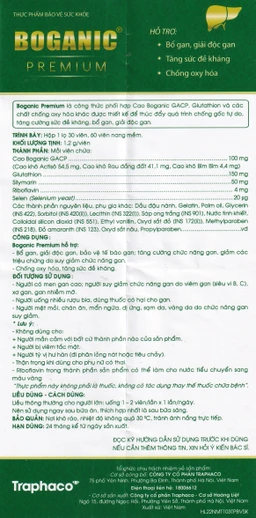 Viên uống hỗ trợ bổ gan, giải độc gan, bảo vệ tế bào gan, tăng cường chức năng gan Boganic Premium Traphaco (60 viên)