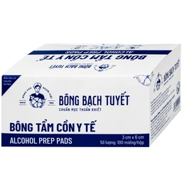 Bông tẩm cồn Bông Bạch Tuyết 3x6cm - Làm sạch và khử trùng da trước khi tiêm (100 miếng) 2