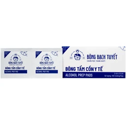 Bông tẩm cồn Bông Bạch Tuyết 3x6cm - Làm sạch và khử trùng da trước khi tiêm (100 miếng) 1