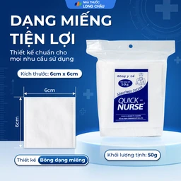 Bông gòn cắt miếng Quick Nurse 6x6 50g dùng cho vết thương ngoài da, sát trùng, vệ sinh 3