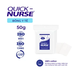 Bông gòn cắt miếng Quick Nurse 6x6 50g dùng cho vết thương ngoài da, sát trùng, vệ sinh 