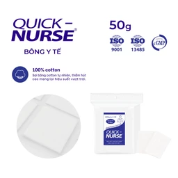 Bông gòn cắt miếng Quick Nurse 6x6 50g dùng cho vết thương ngoài da, sát trùng, vệ sinh 