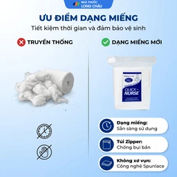 Bông gòn cắt miếng Quick Nurse 6x6 50g dùng cho vết thương ngoài da, sát trùng, vệ sinh 2
