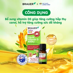 Siro bổ sung vitamin D3 tăng cường hấp thụ canxi Brauer Baby & Kids Liquid Vitamin D 400IU (10ml) 2