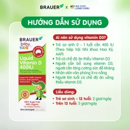 Siro bổ sung vitamin D3 tăng cường hấp thụ canxi Brauer Baby & Kids Liquid Vitamin D 400IU (10ml) 4