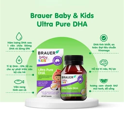 Viên hỗ trợ phát triển não bộ sức khỏe cho mắt Brauer Baby & Kids Ultra Pure DHA (60 viên)