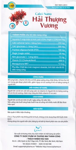 Viên uống bổ sung canxi giúp xương răng chắc khỏe Calci Nano Hải Thượng Vương (60 viên)