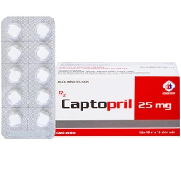 Thuốc Captopril 25mg Domesco điều trị tăng huyết áp, suy tim, nhồi máu cơ tim (10 vỉ x 10 viên)  1
