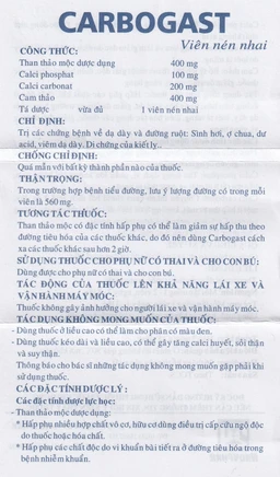 Viên nhai Carbogast Nadyphar điều trị bệnh dạ dày và đường ruột, di chứng của kiết lỵ (2 tuýp x 15 viên) 