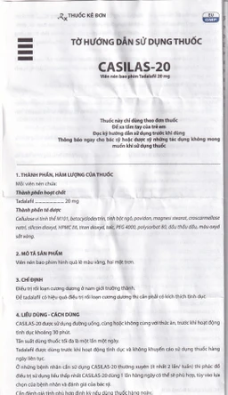 Thuốc Casilas-20 Davipharm điều trị rối loạn cương dương (2 vỉ x 2 viên)
