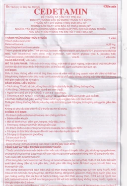 Thuốc Cedetamin Khapharco điều trị viêm mũi dị ứng, mày đay (2 vỉ x 15 viên)