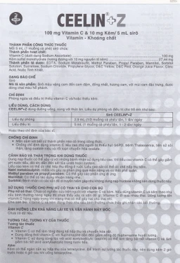 Siro Ceelin + Z United phòng ngừa và điều trị thiếu vitamin C hoặc thiếu kẽm (60ml)