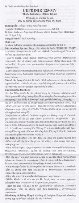 Bột pha hỗn dịch uống Cefdinir 125 - MV USP điều trị nhiễm khuẩn (10 gói)