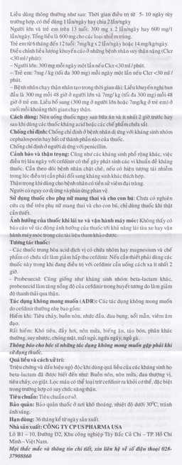 Bột pha hỗn dịch uống Cefdinir 125 - MV USP điều trị nhiễm khuẩn (10 gói)