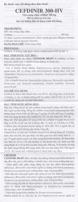 Thuốc Cefdinir 300 - HV USP điều trị nhiễm khuẩn (2 vỉ x 10 viên)