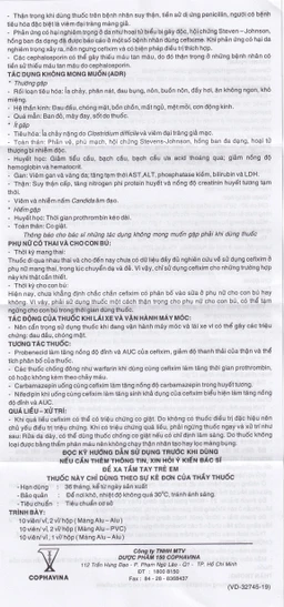 Thuốc Cefixim 200mg Cophavina điều trị nhiễm khuẩn (2 vỉ x 10 viên)