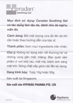 Kem dưỡng ẩm Ceradan Soothing Gel làm dịu, phục hồi da nhạy cảm 50g