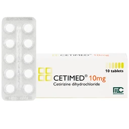 Thuốc Cetimed 10mg Medochemie điều trị triệu chứng viêm mũi dị ứng (1 vỉ x 10 viên)