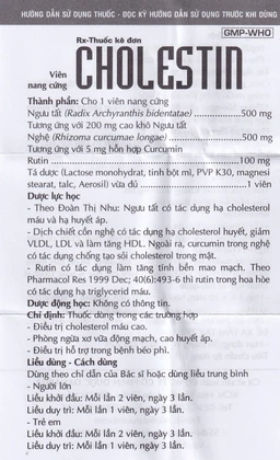Thuốc Cholestin Danapha phòng ngừa xơ vữa động mạch, cao huyết áp (50 viên)