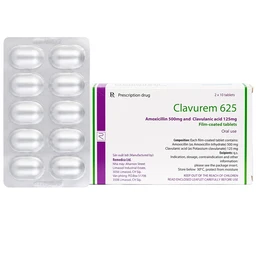 Thuốc Clavurem 625 Remedica điều trị nhiễm khuẩn (2 vỉ x 10 viên) 1