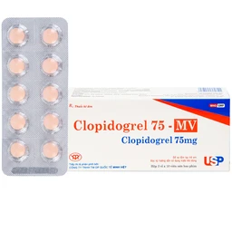 Thuốc Clopidogrel 75 - MV USP làm giảm hay dự phòng các biến cố huyết khối (3 vỉ x 10 viên) 1
