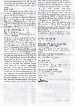 Thuốc Colchicine Capel 1mg Mayoly Spindler phòng ngừa và điều trị cơn gút cấp (20 viên)