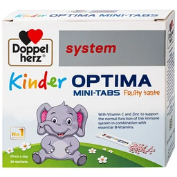 Cốm bổ sung các vitamin, giúp tăng cường sức đề kháng cho trẻ Doppelherz Aktiv Kinder Optima Mini-Tabs (20 gói x 30g)