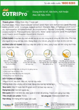 Gel bôi trĩ Cotripro giảm đau và làm dịu mát (25g)