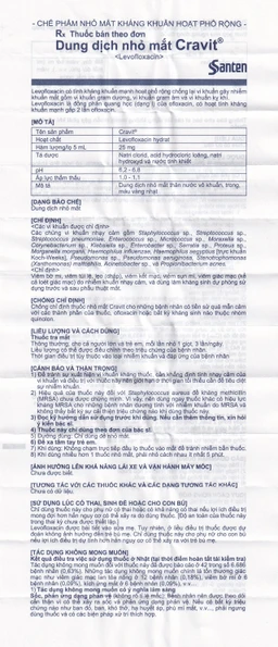 Thuốc nhỏ mắt Cravit 0.5% Santen điều trị viêm bờ mi, viêm túi lệ, lẹo (5ml)