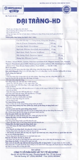 Thuốc Đại Tràng-HD điều trị viêm đại tràng cấp và mạn tính (5 vỉ x 12 viên)