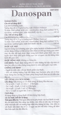 Dung dịch Danospan Danapha điều trị viêm đường hô hấp cấp tính có kèm ho (100ml)