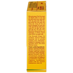 Dầu gió gừng Thái Dương giúp giảm đau đầu, đau lưng, đau dây thần kinh vai gáy (Hộp 24ml)