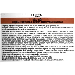 Dầu gội L'oreal full resist purifying giảm gãy rụng tóc giúp tóc chắc khỏe (440ml) 4