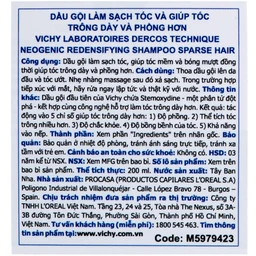 Dầu gội làm dày tóc, kích thích mọc tóc Vichy Dercos Neogenic Redensifying Shampoo 200ml 2
