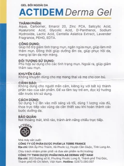 Gel Actidem Derma giúp ngăn ngừa mụn, làm mờ vết thâm (40g)