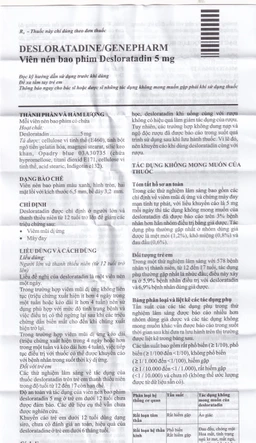 Thuốc Desloratadine 5mg Genepharm giảm các triệu chứng viêm mũi dị ứng, mày đay (2 vỉ x 15 viên)