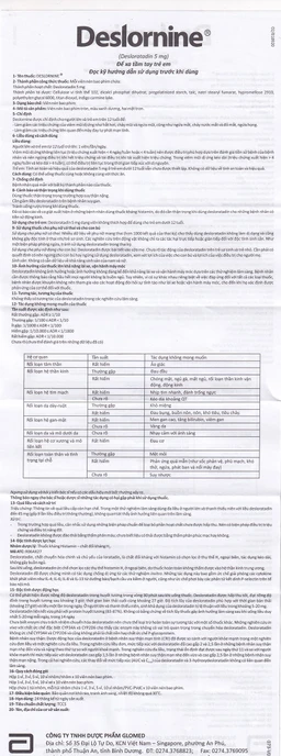 Thuốc Deslornine 5mg Abbott Làm giảm các triệu chứng hắt hơi, chảy mũi, mày đay (1 vỉ x 10 viên)