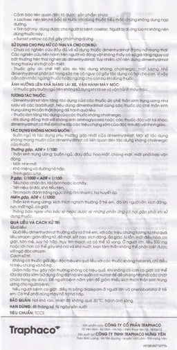 Thuốc Dimenhydrinat 50mg Traphaco chống nôn, chống say tàu xe (10 vỉ x 10 viên)